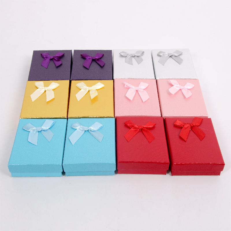HY-1 Square Top and Bottom Cover Glitter Paper Jewelry Gift Box with Ribbon Bow HY-1 Square Top and Bottom Cover Glitter Paper Jewelry Gift Box with Ribbon Bow