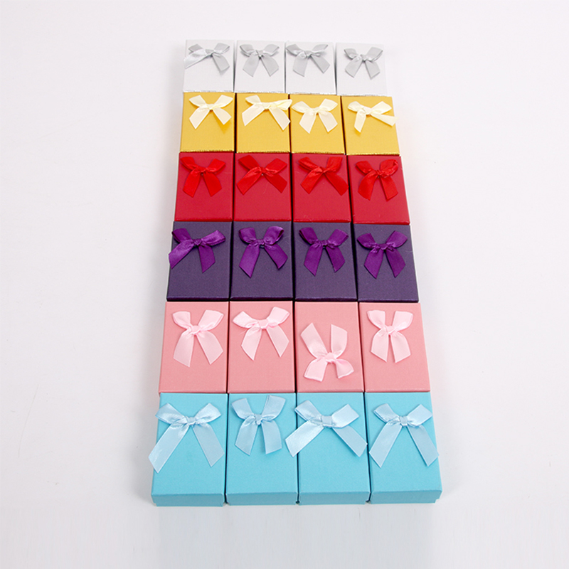 HY-1 Square Top and Bottom Cover Glitter Paper Jewelry Gift Box with Ribbon Bow HY-1 Square Top and Bottom Cover Glitter Paper Jewelry Gift Box with Ribbon Bow