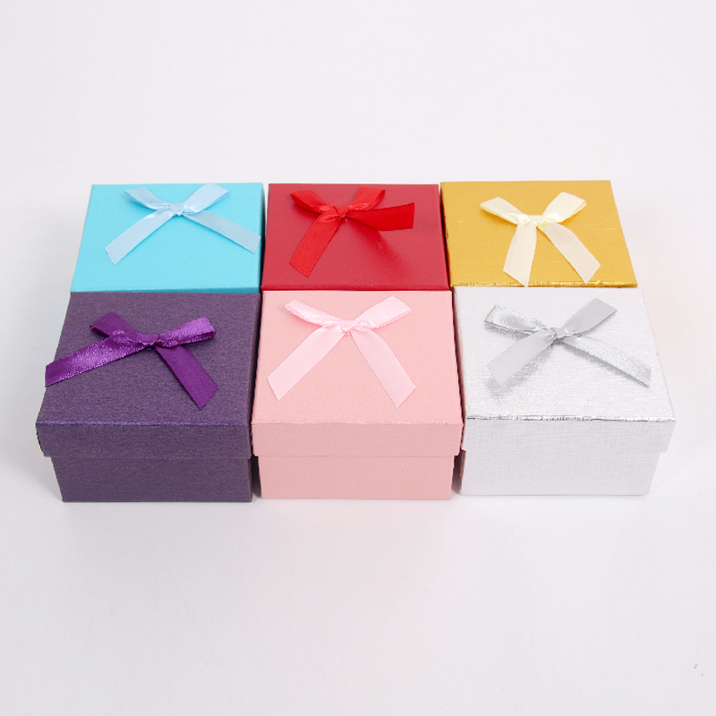 HY-1 Square Top and Bottom Cover Glitter Paper Jewelry Gift Box with Ribbon Bow HY-1 Square Top and Bottom Cover Glitter Paper Jewelry Gift Box with Ribbon Bow