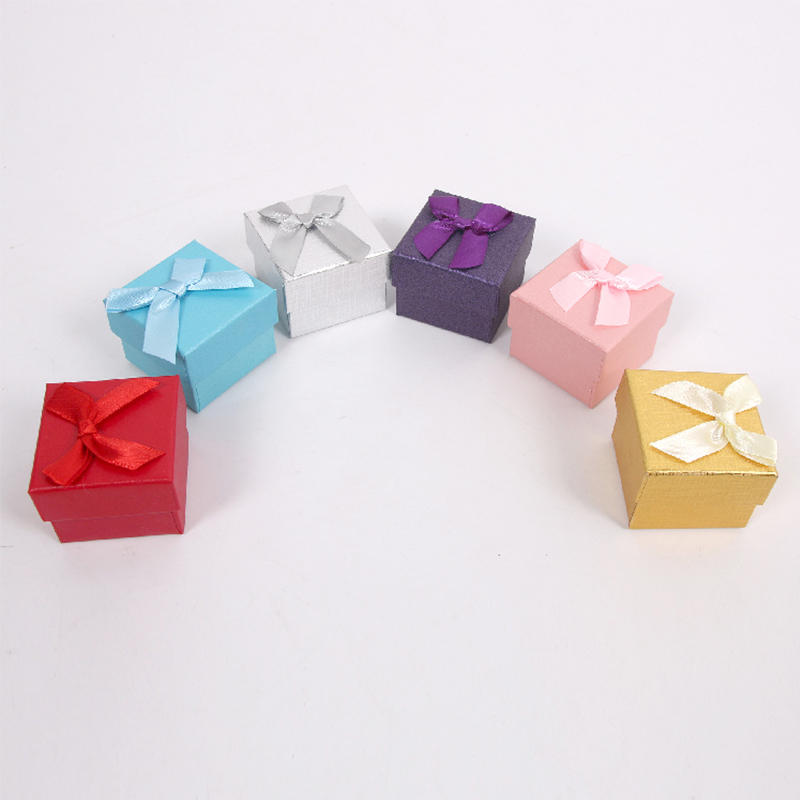 HY-1 Square Top and Bottom Cover Glitter Paper Jewelry Gift Box with Ribbon Bow HY-1 Square Top and Bottom Cover Glitter Paper Jewelry Gift Box with Ribbon Bow