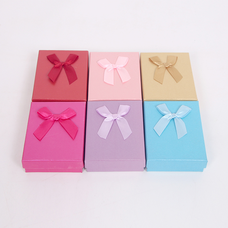 HY-6 Six-Color Ring Necklace Jewelry Box with Bow Decoration HY-6 Six-Color Ring Necklace Jewelry Box with Bow Decoration
