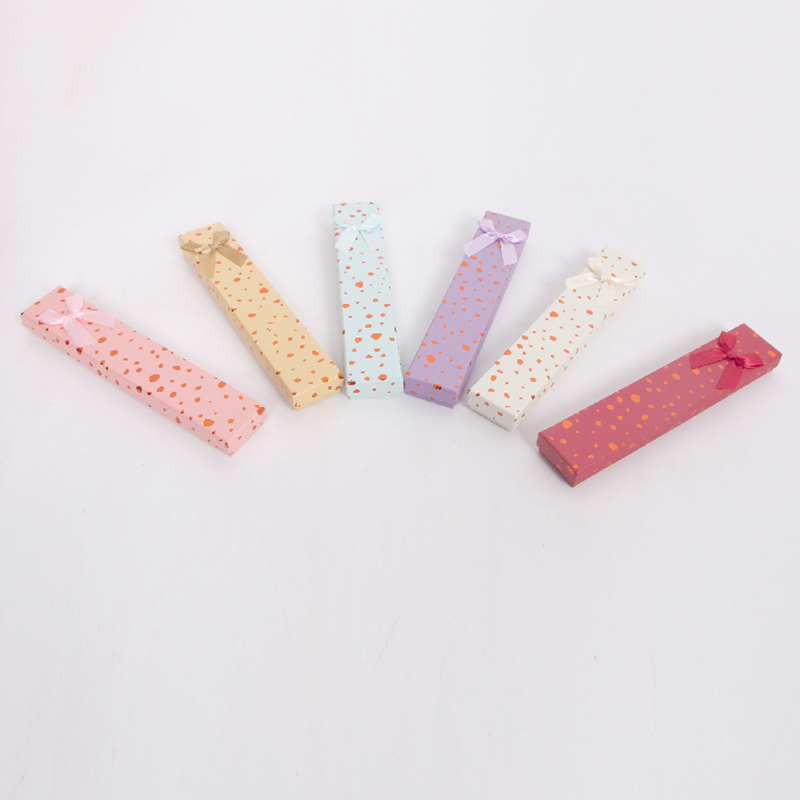 A-7 Rectangular Polka Dot Small Jewelry Gift Box with Bow Ribbon A-7 Rectangular Polka Dot Small Jewelry Gift Box with Bow Ribbon