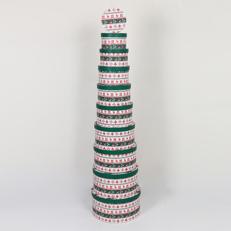 813 Round Coated Paper Christmas Pattern Gift Box With Gold Foil Stamping And Matte Lamination 813 Round Coated Paper Christmas Pattern Gift Box With Gold Foil Stamping And Matte Lamination