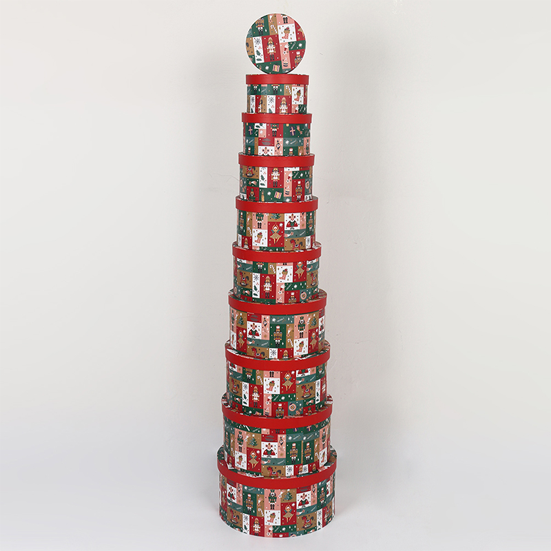 813 Round Coated Paper Christmas Pattern Gift Box With Gold Foil Stamping And Matte Lamination 813 Round Coated Paper Christmas Pattern Gift Box With Gold Foil Stamping And Matte Lamination