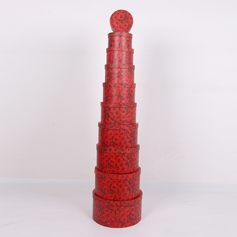 10-piece Romantic Heart-Printed Round Stackable Set Gift Box 10-piece Romantic Heart-Printed Round Stackable Set Gift Box