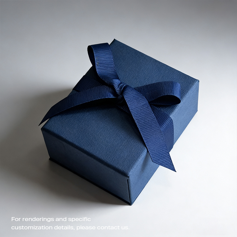 SHJGB-04 Navy Blue Top And Bottom Lid With Faux Leather Suede Lining, Jewelry Gift Box